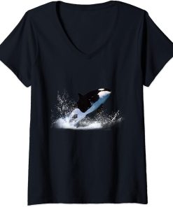 Womens Funny Killer Whale Ocean Orca Lover Gift Men Boys Kids girls V-Neck T-Shirt