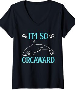 Womens Funny Orca Lover Graphic for Women Men Kids Whale V-Neck T-Shirt