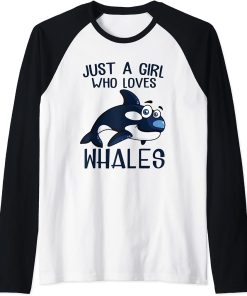 Just A Girl Who Loves Orcas Orcas Lover Nature Wildlife Raglan Baseball Tee