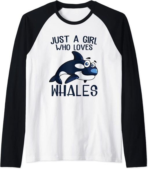 Just A Girl Who Loves Orcas Orcas Lover Nature Wildlife Raglan Baseball Tee