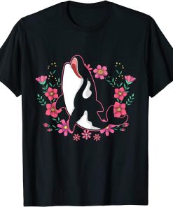 Floral Ocean Animal Exotic Killer Whale Aquarist Gift Orca T-Shirt