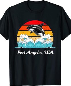 Vintage Port Angeles WA Distressed Orca Killer Whale Art T-Shirt