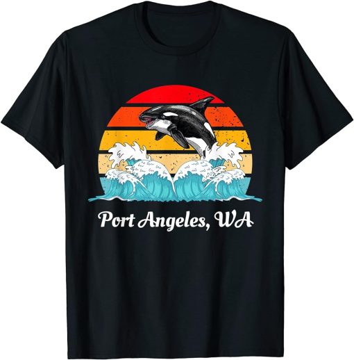 Vintage Port Angeles WA Distressed Orca Killer Whale Art T-Shirt