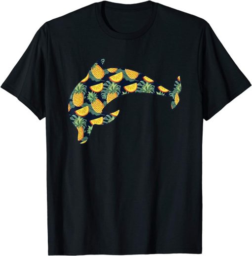 Pineapple Hawaiian Dolphin Women Men Print Beluga Girl Gift T-Shirt