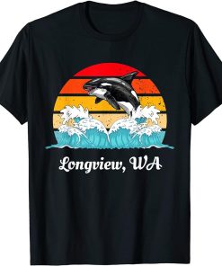 Vintage Longview WA Distressed Orca Killer Whale Art T-Shirt