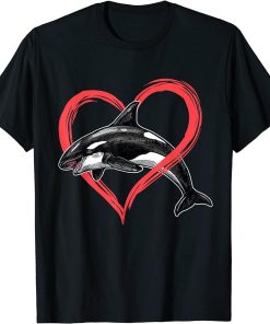 Orcas Killer Whale Symbol Love Heart Gift Valentines Day T-Shirt