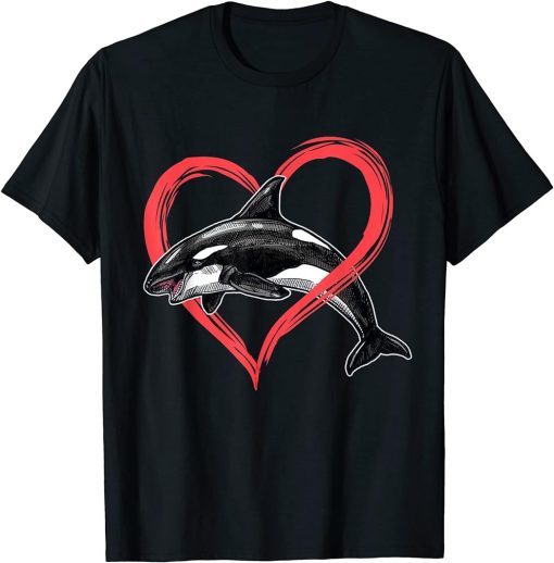 Orcas Killer Whale Symbol Love Heart Gift Valentines Day T-Shirt